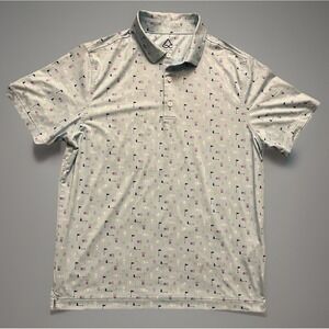 Deolax Short Sleeve Golf Polo Shirt Blue Golf Cocktail All Over AOP Large JBHS